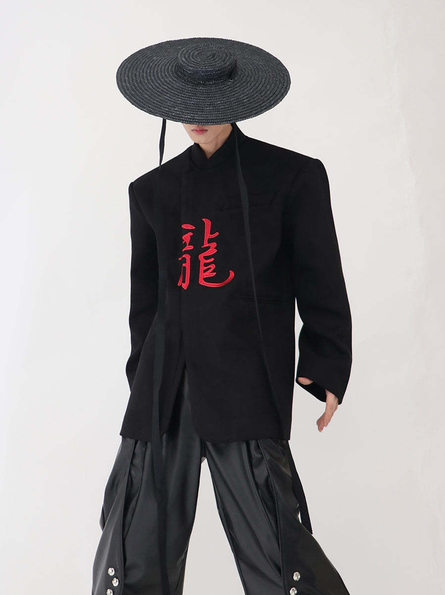 【24s Oct.】Chinese Dragon Embroidery Shoulder Pad Jacket-IYAMIUIO