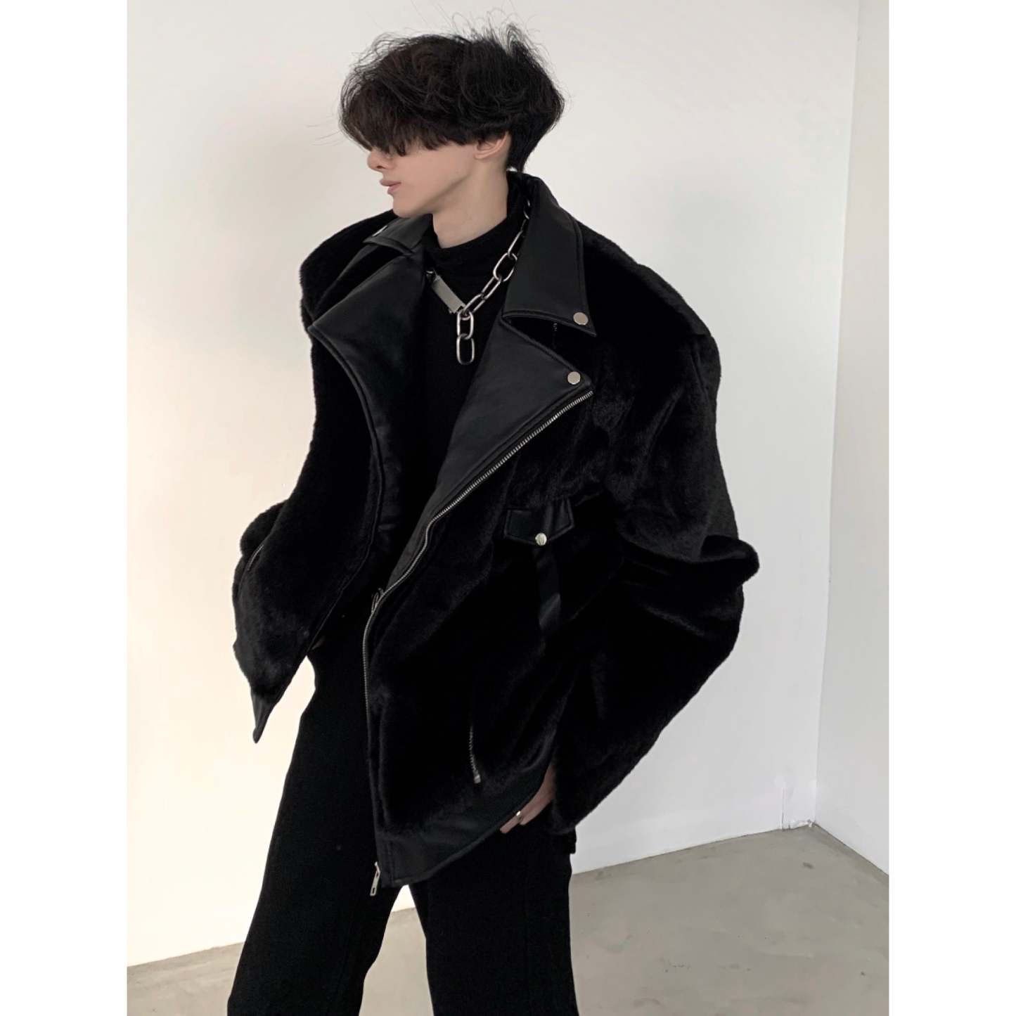 【23s December.】Vintage Motorcycle Mink Jacket-IYAMIUIO