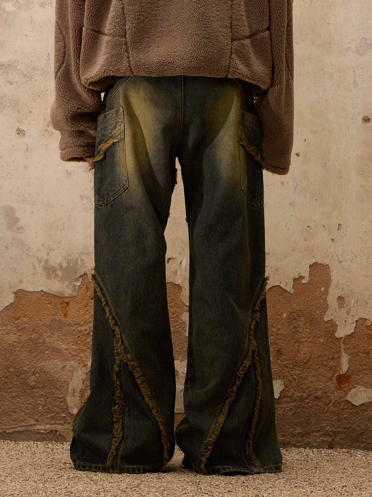 Personsoul Destructive  Denim Retro Blue Jeans-IYAMIUIO