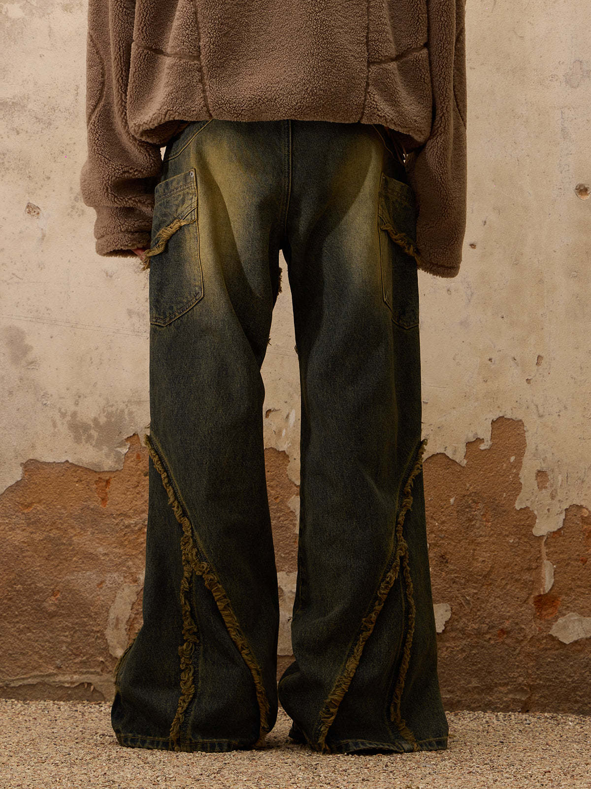 Personsoul Destructive  Denim Retro Blue Jeans-IYAMIUIO