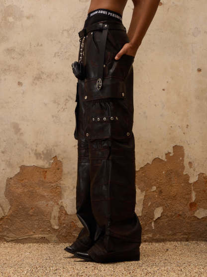 Beetle Faux-Leather Pants-IYAMIUIO