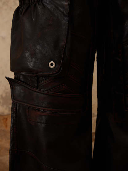 Beetle Faux-Leather Pants-IYAMIUIO