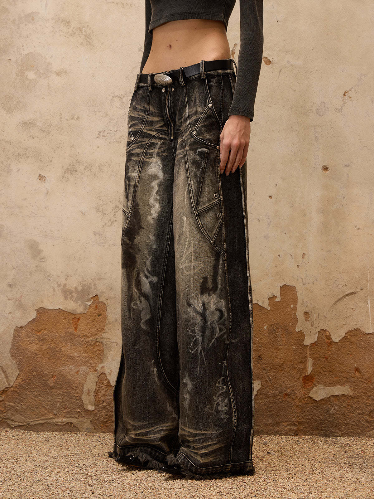 Personsoul Graffiti Contour Jeans-IYAMIUIO