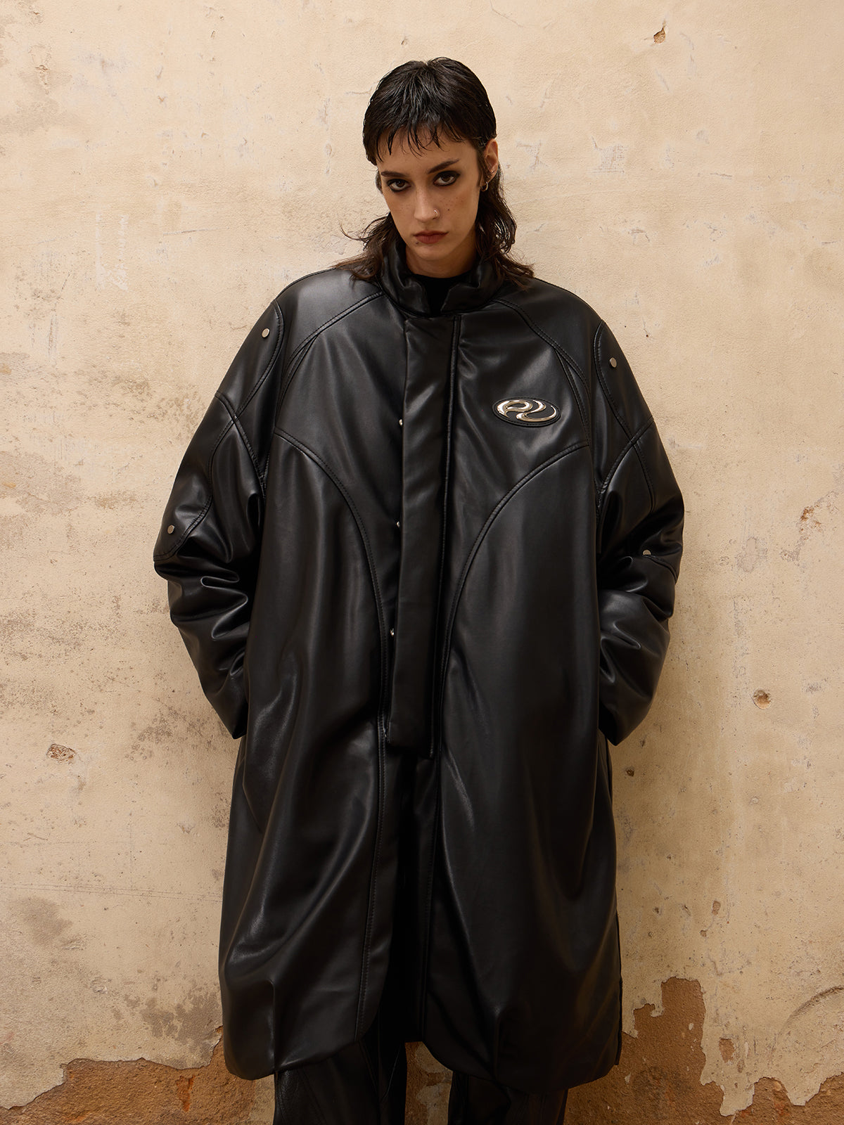 Personsoul Mid Faux-Leather Overcoatse-IYAMIUIO