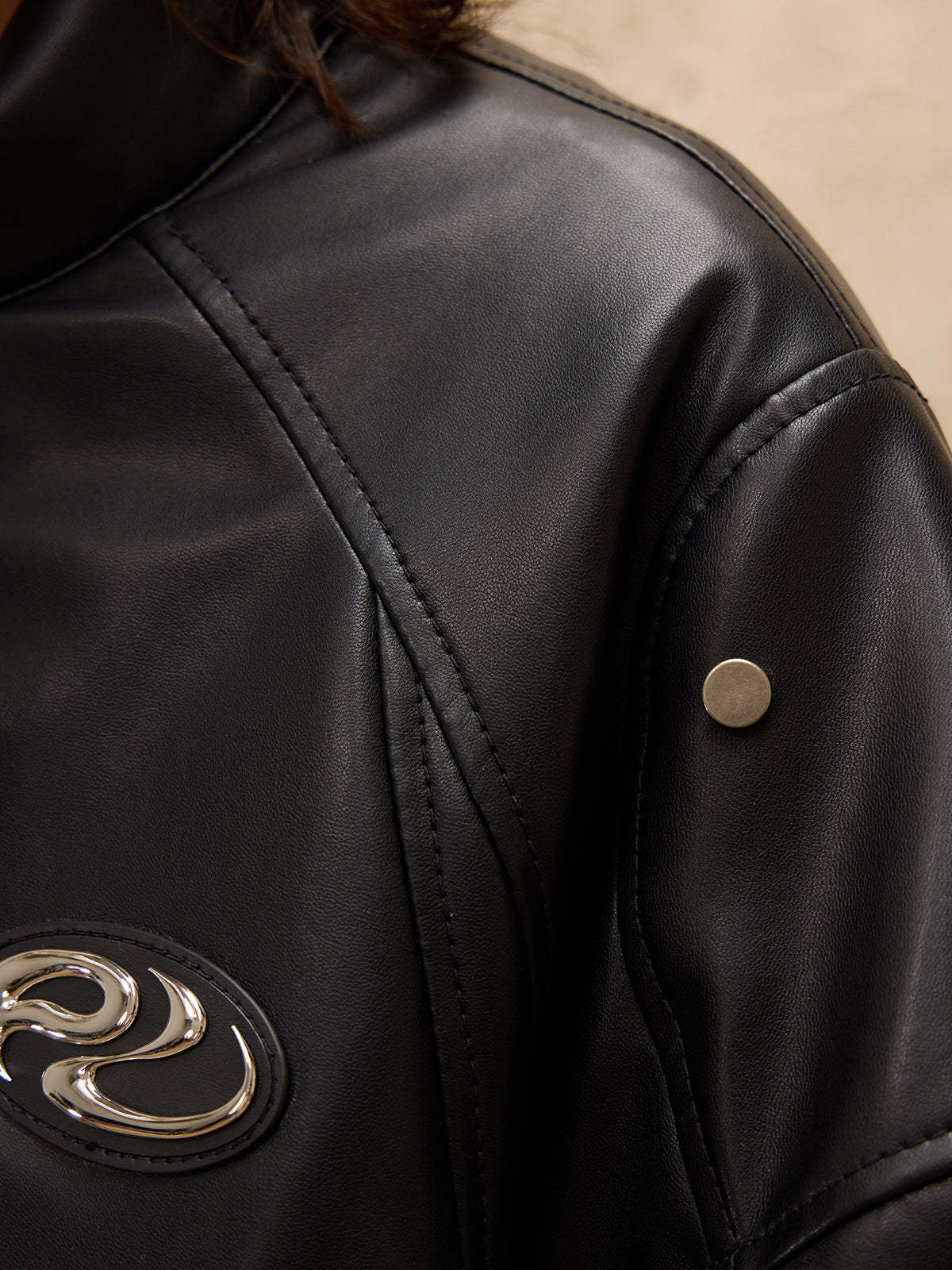 Personsoul Mid Faux-Leather Overcoatse-IYAMIUIO