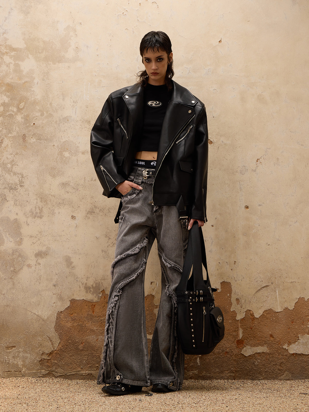 Personsoul Racing Faux-Leather Jacket-IYAMIUIO