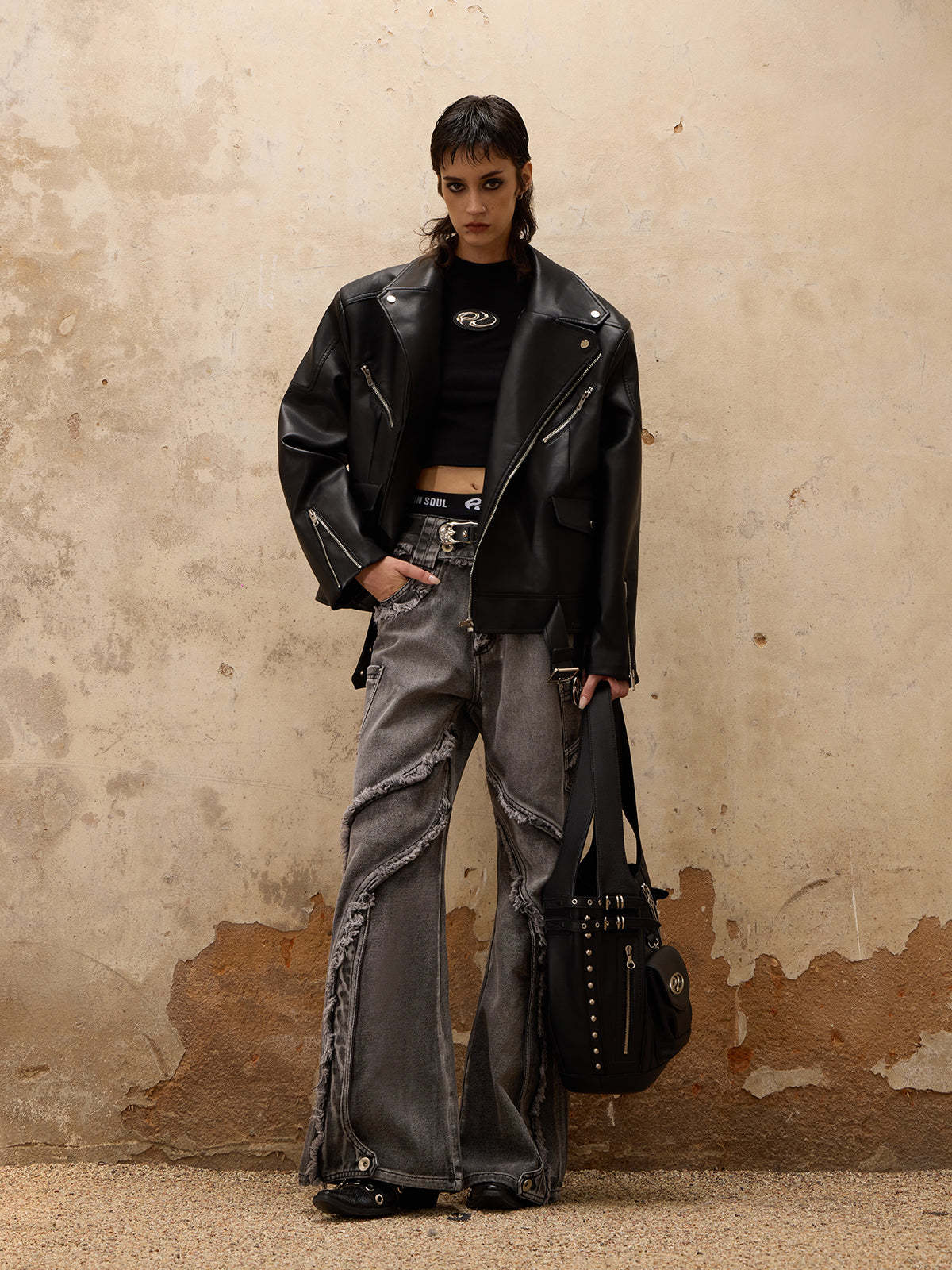 Personsoul Racing Faux-Leather Jacket-IYAMIUIO