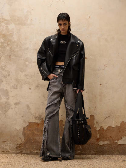 Personsoul Racing Faux-Leather Jacket-IYAMIUIO