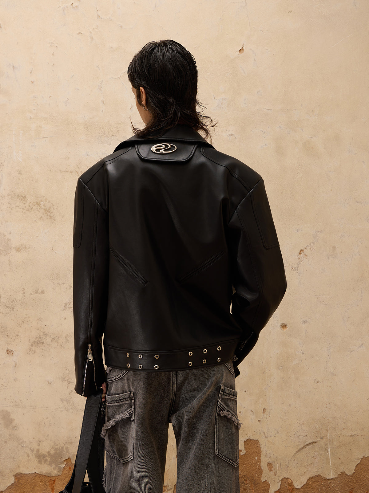 Personsoul Racing Faux-Leather Jacket-IYAMIUIO