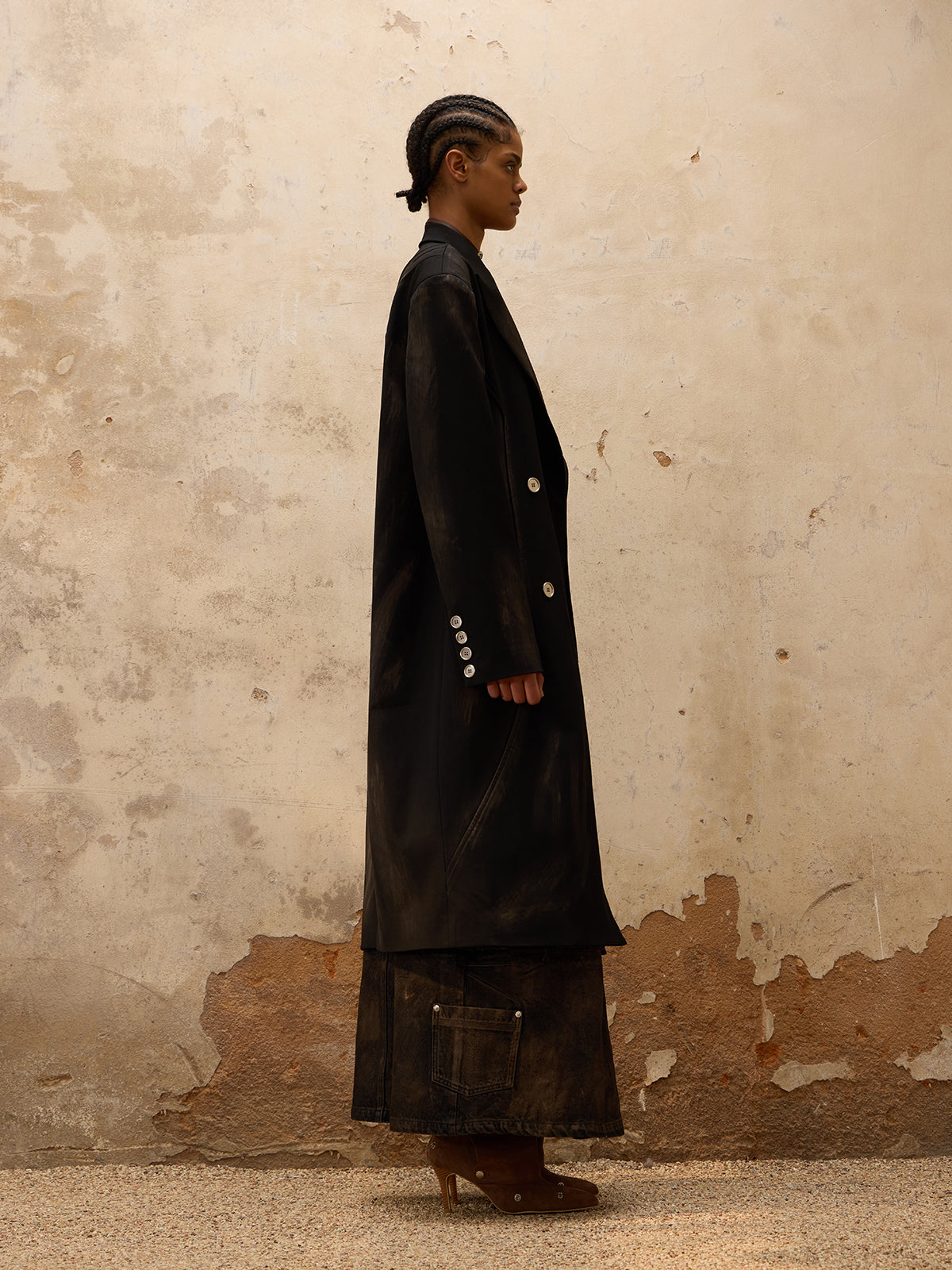 Personsoul Dirty Trench Coat-IYAMIUIO