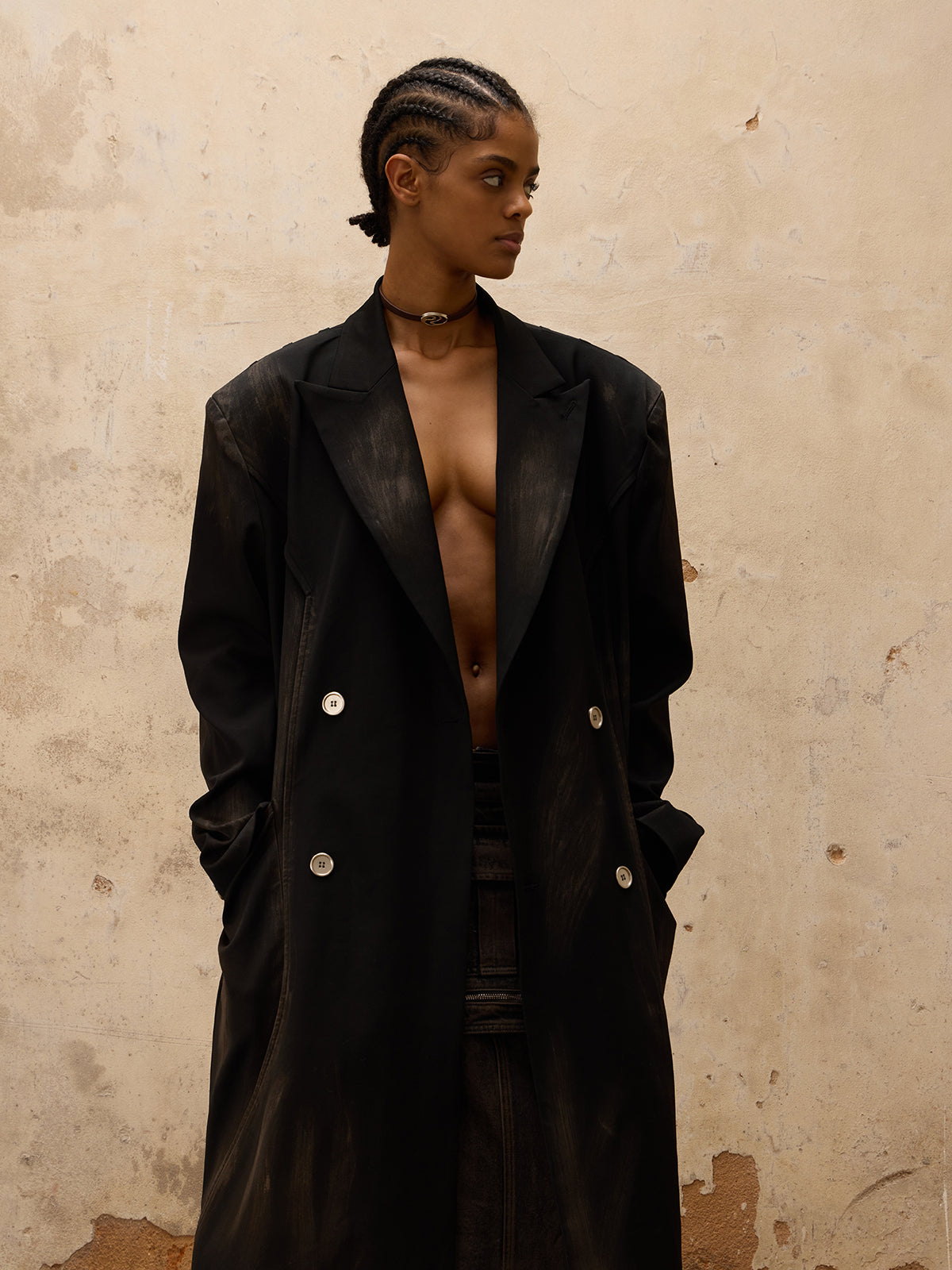 Personsoul Dirty Trench Coat-IYAMIUIO