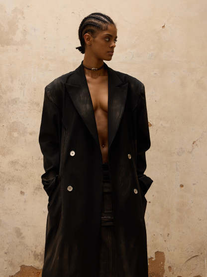 Personsoul Dirty Trench Coat-IYAMIUIO