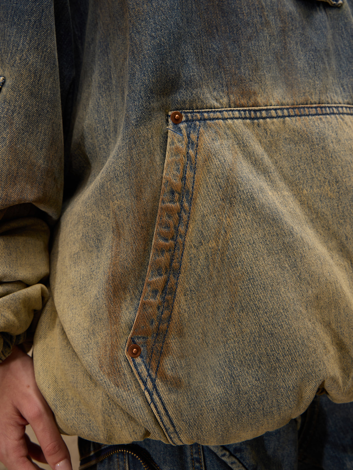 Personsoul Gradient Dirty Denim Hoodie-IYAMIUIO