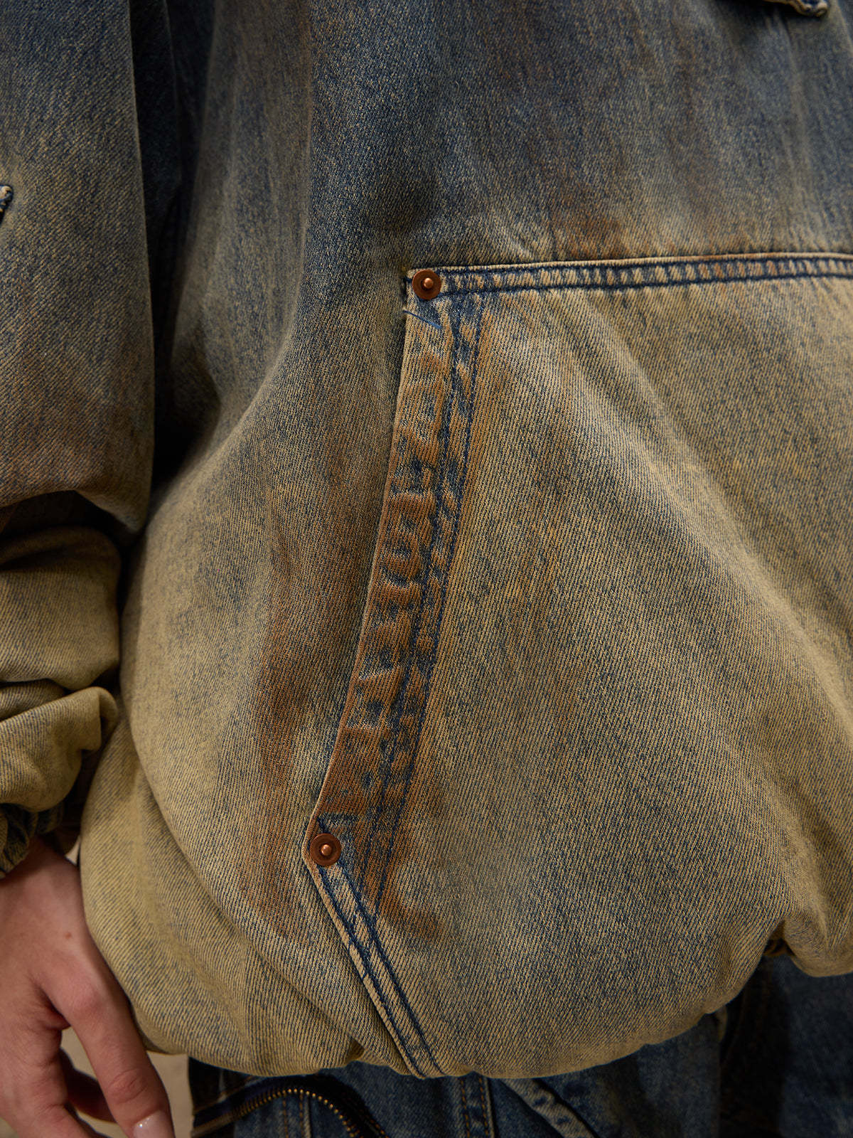 Personsoul Gradient Dirty Denim Hoodie-IYAMIUIO