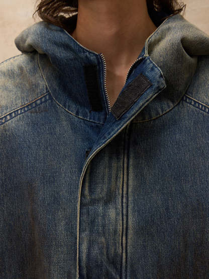 Personsoul Gradient Dirty Denim Hoodie-IYAMIUIO