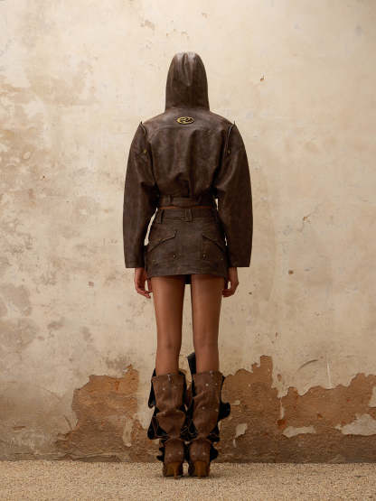 Personsoul Retro Blouson Leather Jacket-IYAMIUIO