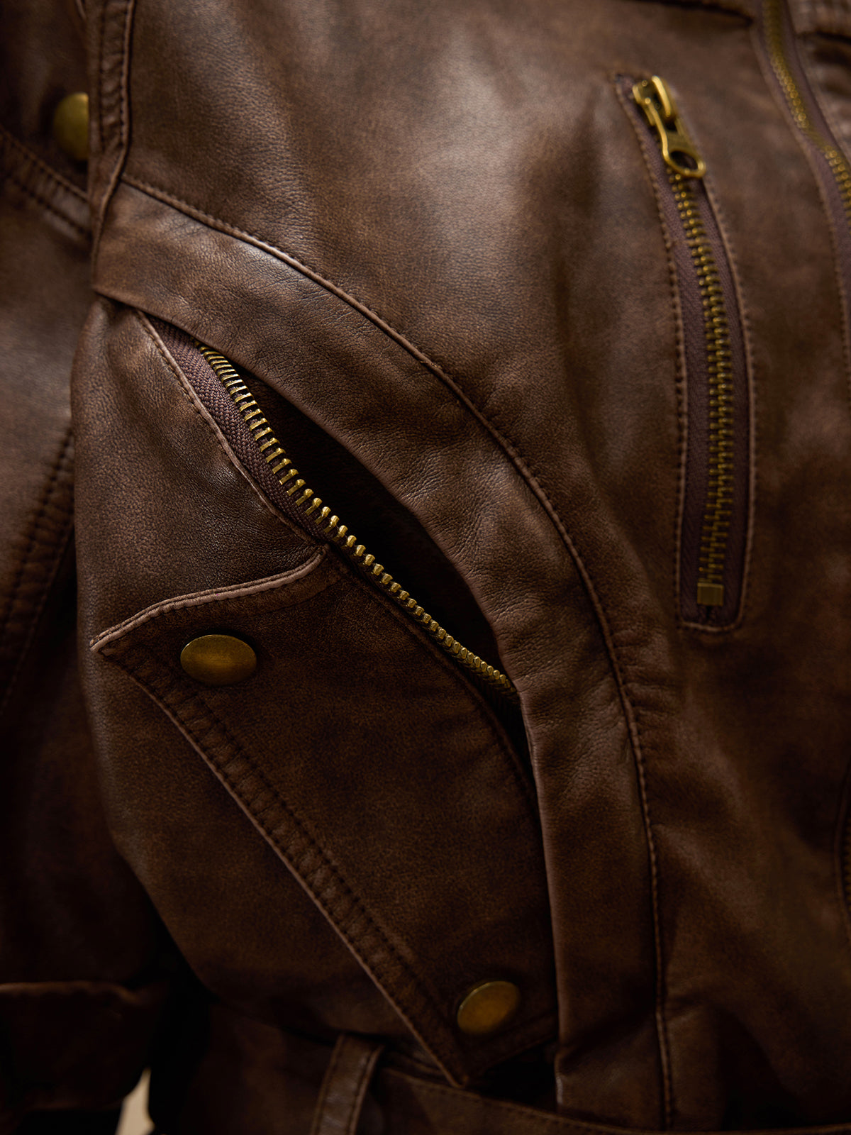 Personsoul Retro Blouson Leather Jacket-IYAMIUIO