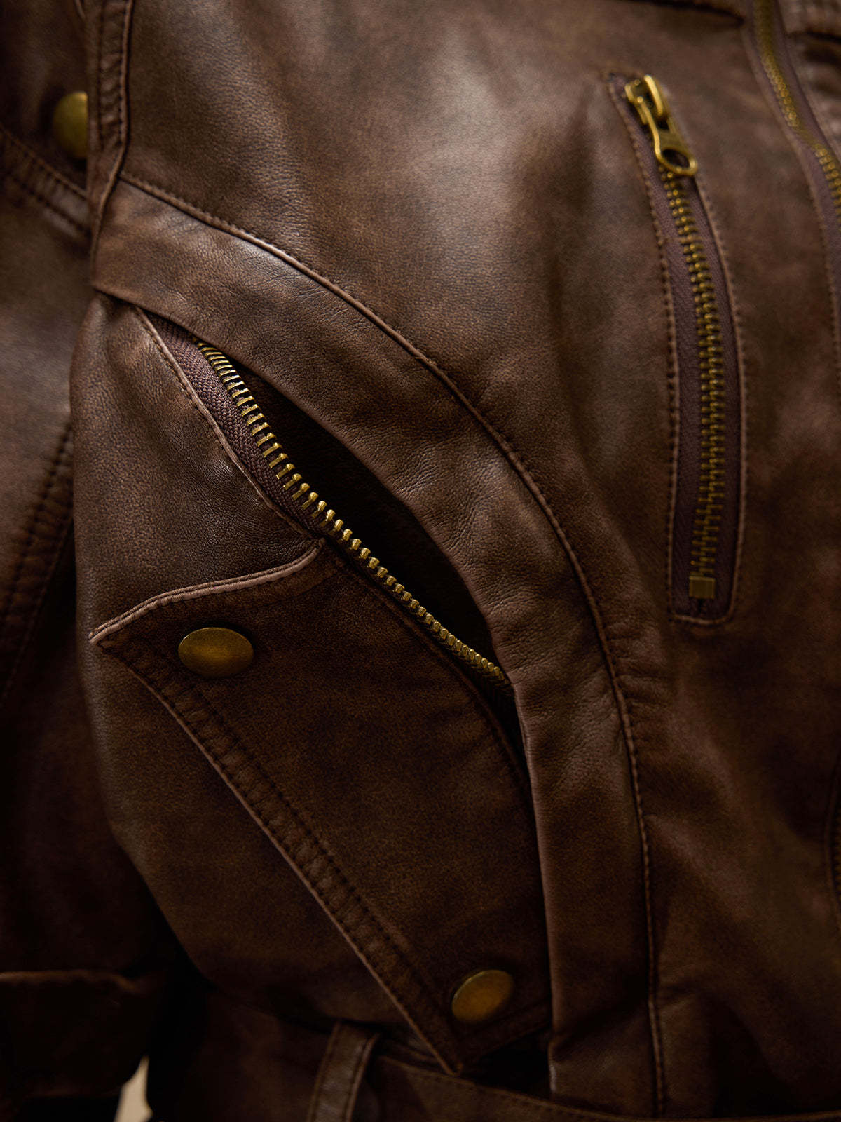 Personsoul Retro Blouson Leather Jacket-IYAMIUIO