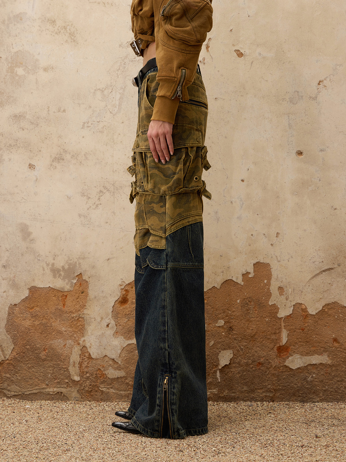 Personsoul Splicing Denim Jeans-IYAMIUIO