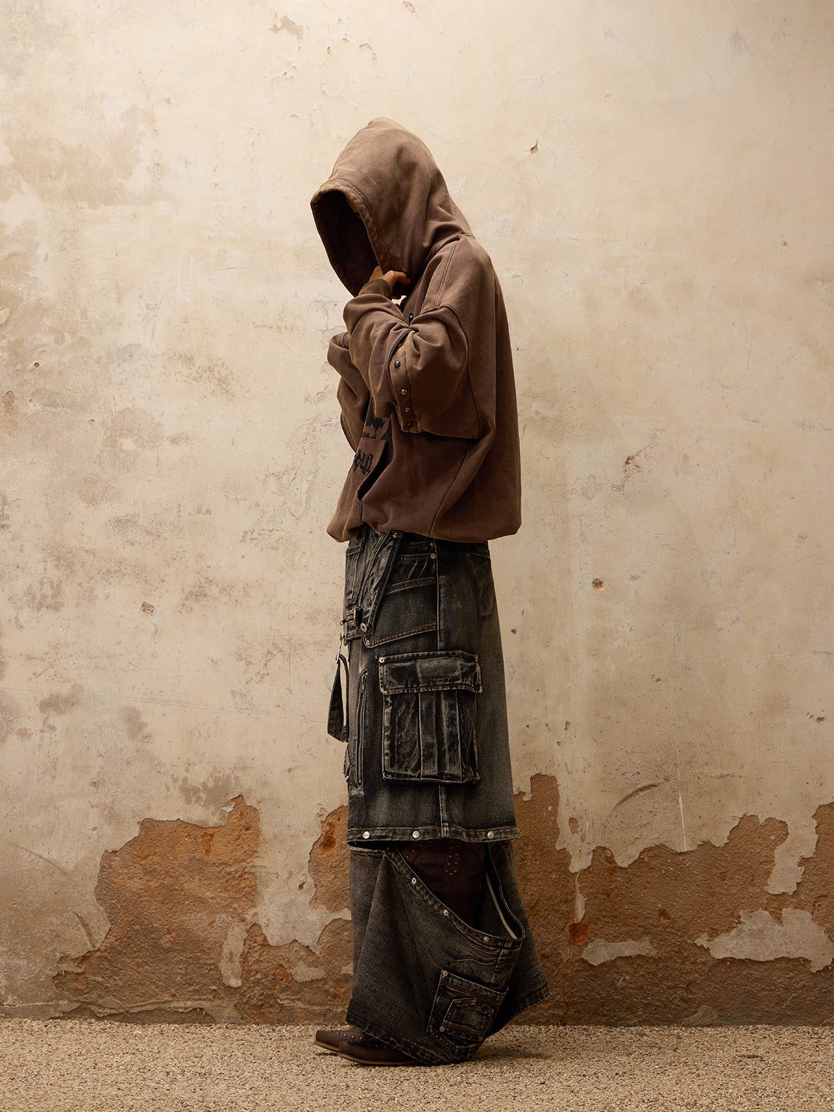 Personsoul Maxi Denim Dungarees Skirt-IYAMIUIO