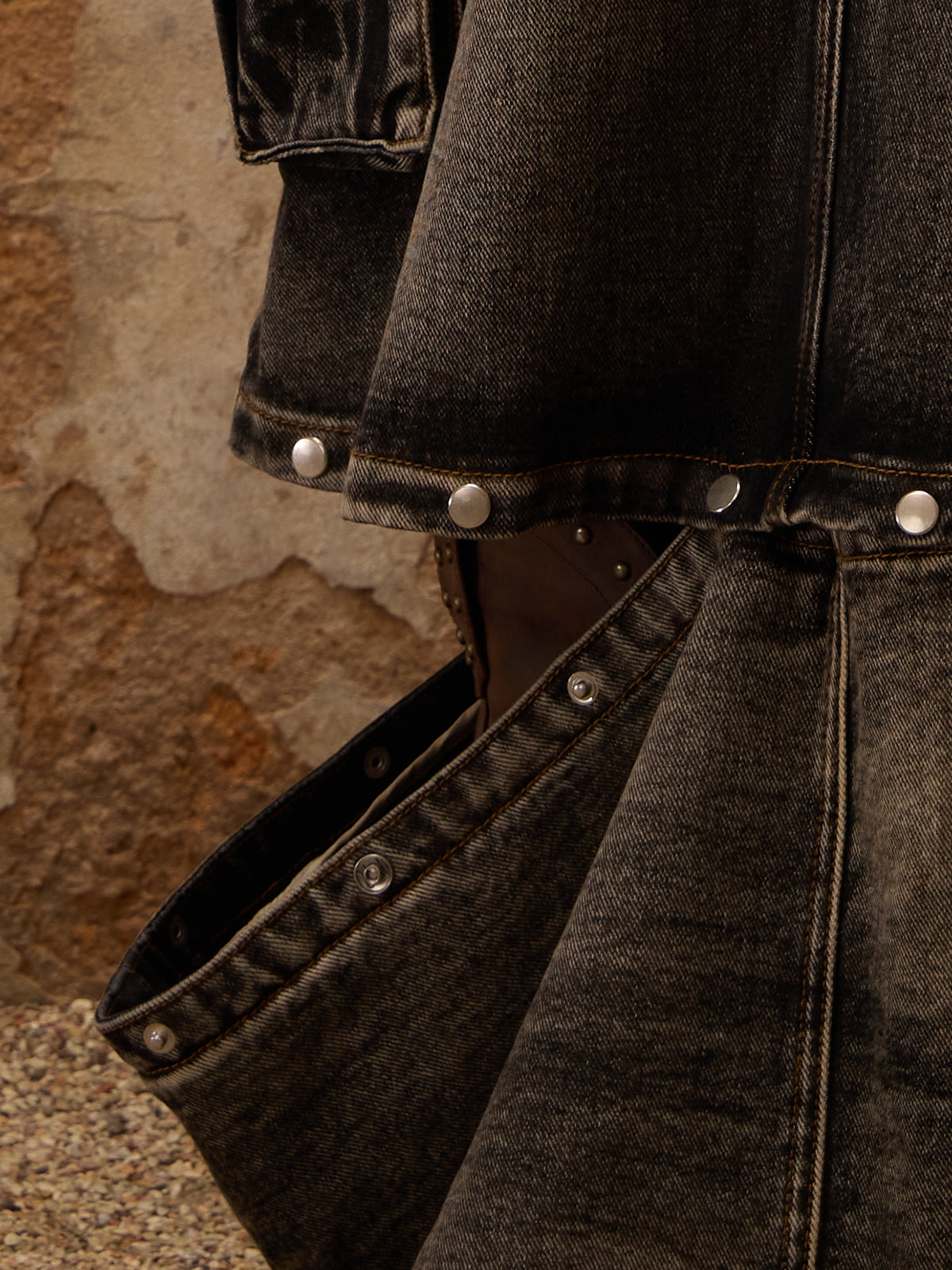 Personsoul Maxi Denim Dungarees Skirt-IYAMIUIO