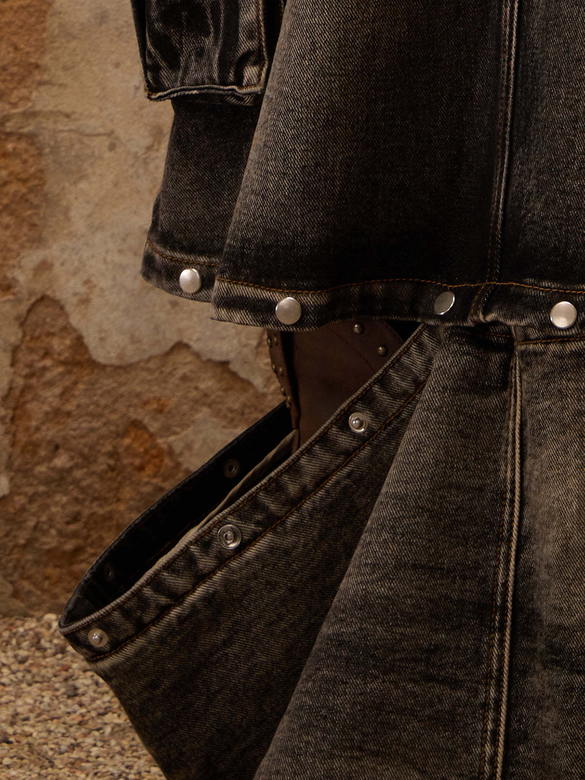 Personsoul Maxi Denim Dungarees Skirt-IYAMIUIO