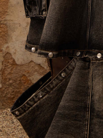 Personsoul Maxi Denim Dungarees Skirt-IYAMIUIO