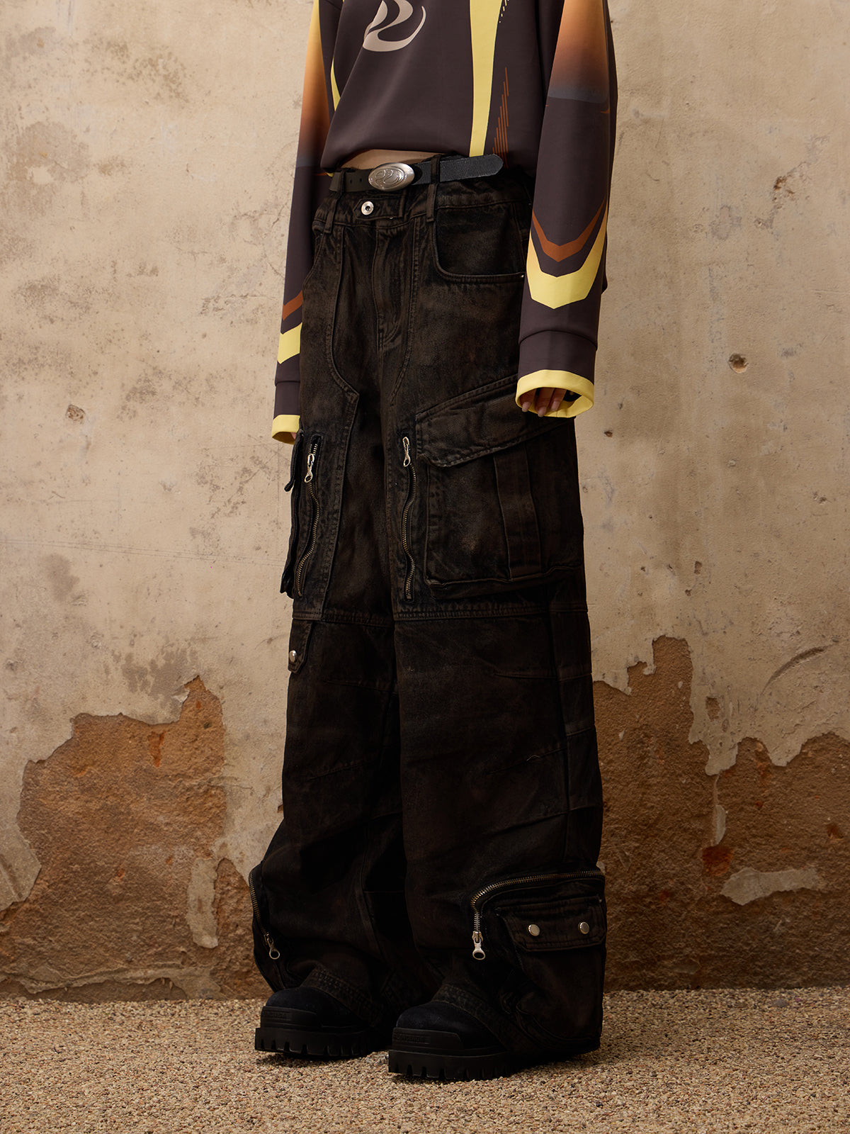 Personsoul Mud Dirty Denim Jeans-IYAMIUIO