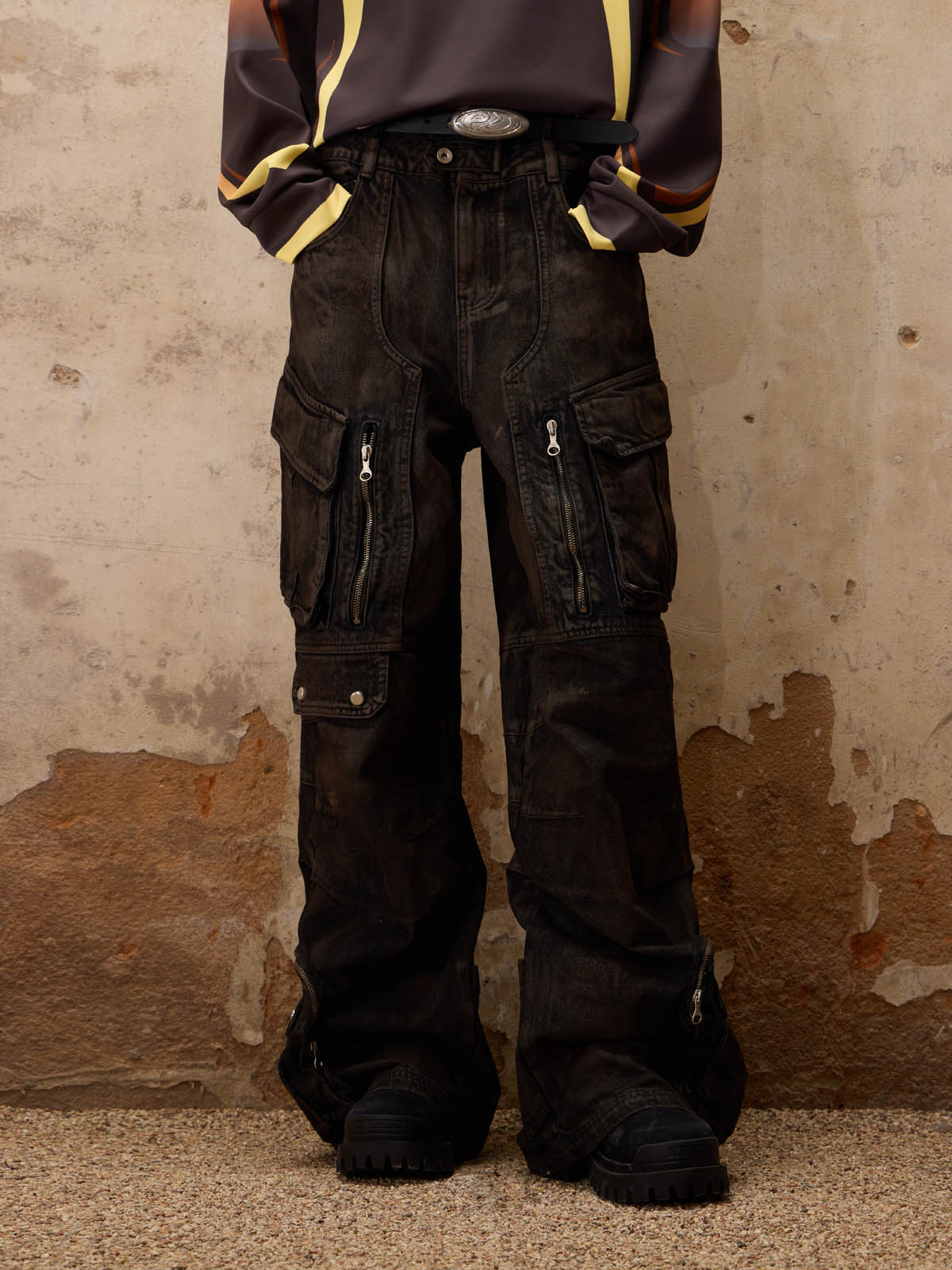 Personsoul Mud Dirty Denim Jeans-IYAMIUIO