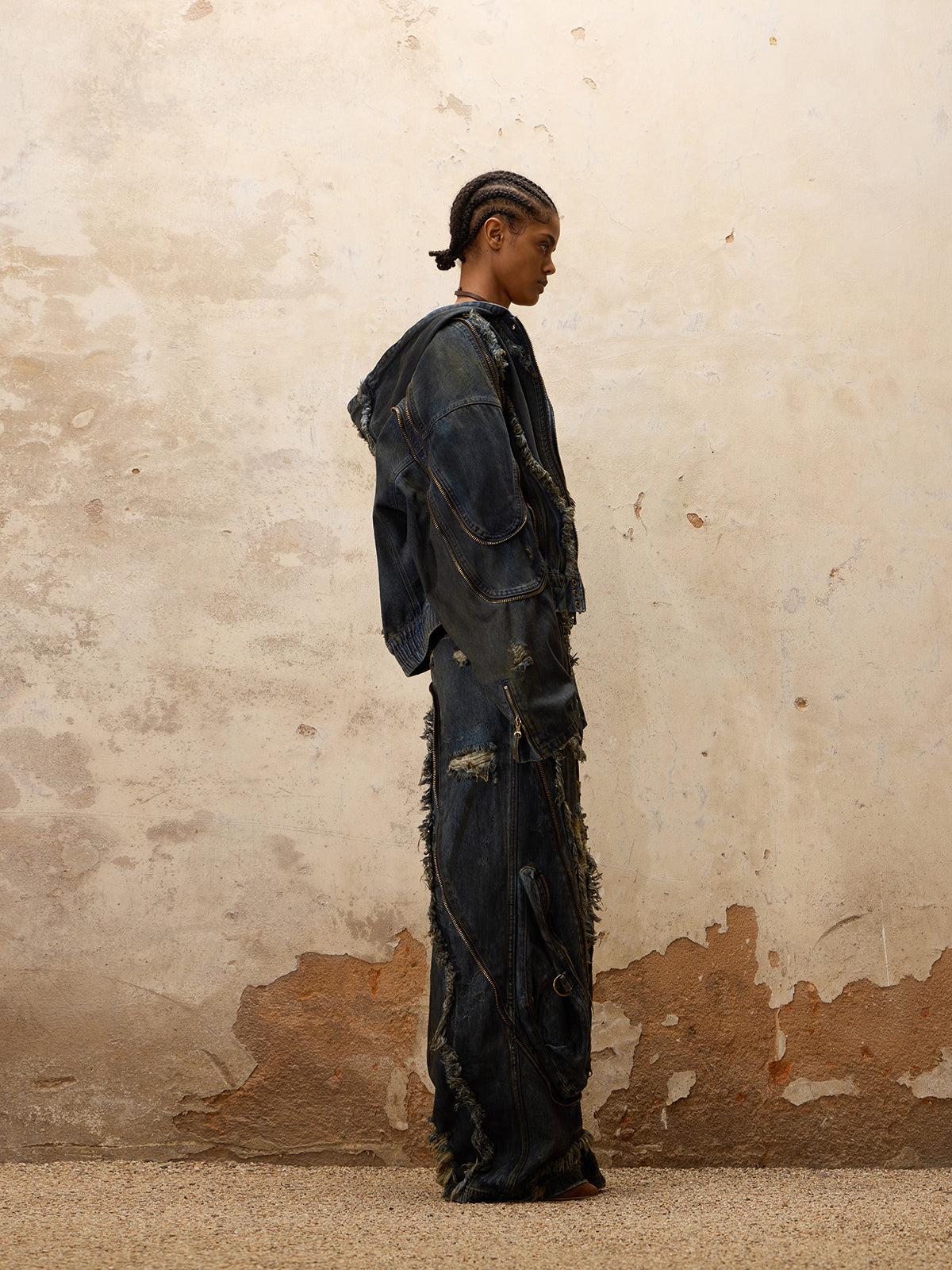 Personsoul Aliens Dirty Denim Coat-IYAMIUIO