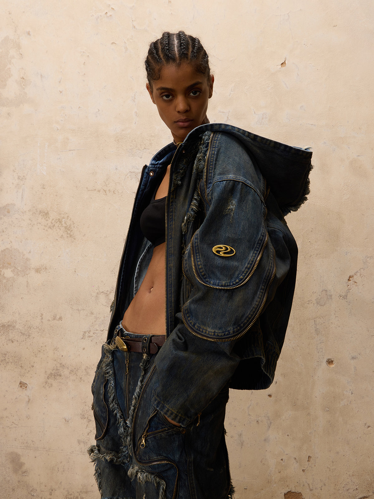 Personsoul Aliens Dirty Denim Coat-IYAMIUIO