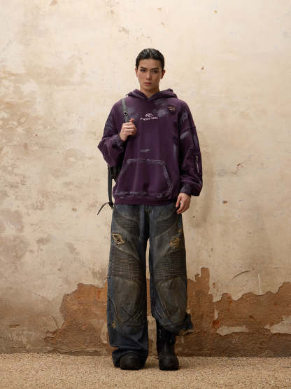 Personsoul Ripped Dirty Hoodie-IYAMIUIO