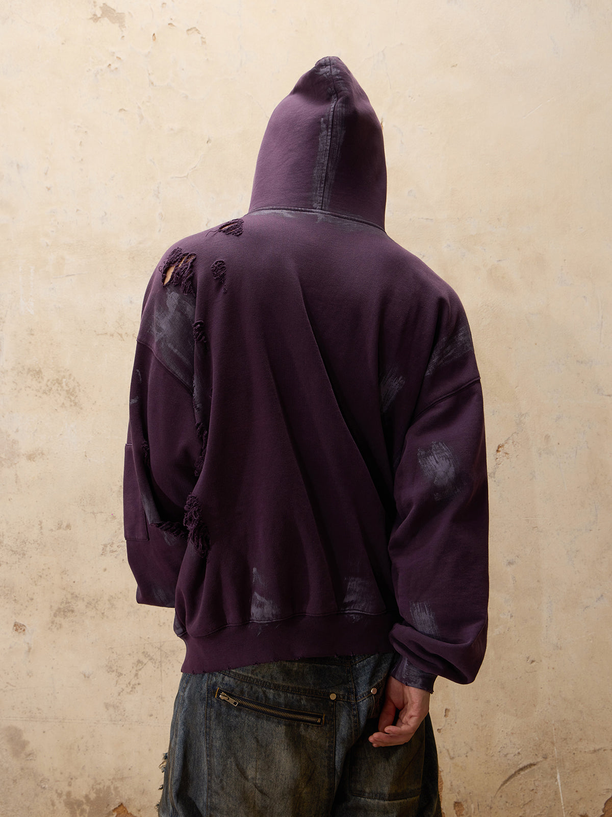 Personsoul Ripped Dirty Hoodie-IYAMIUIO