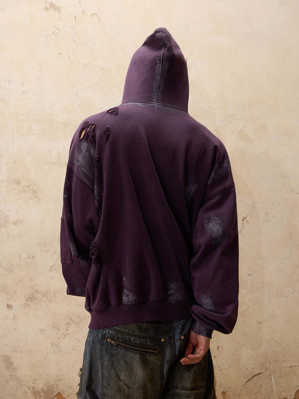 Personsoul Ripped Dirty Hoodie-IYAMIUIO