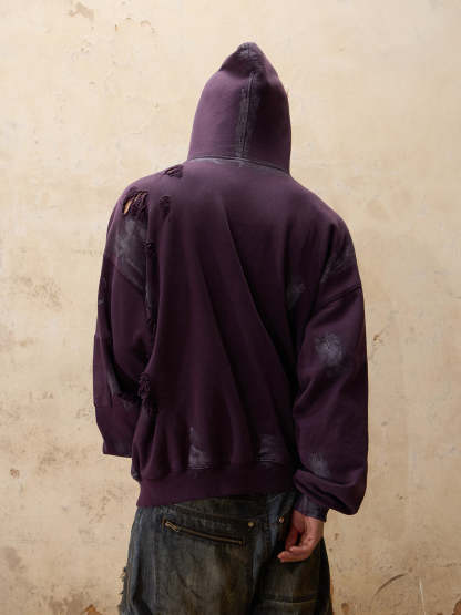Personsoul Ripped Dirty Hoodie-IYAMIUIO