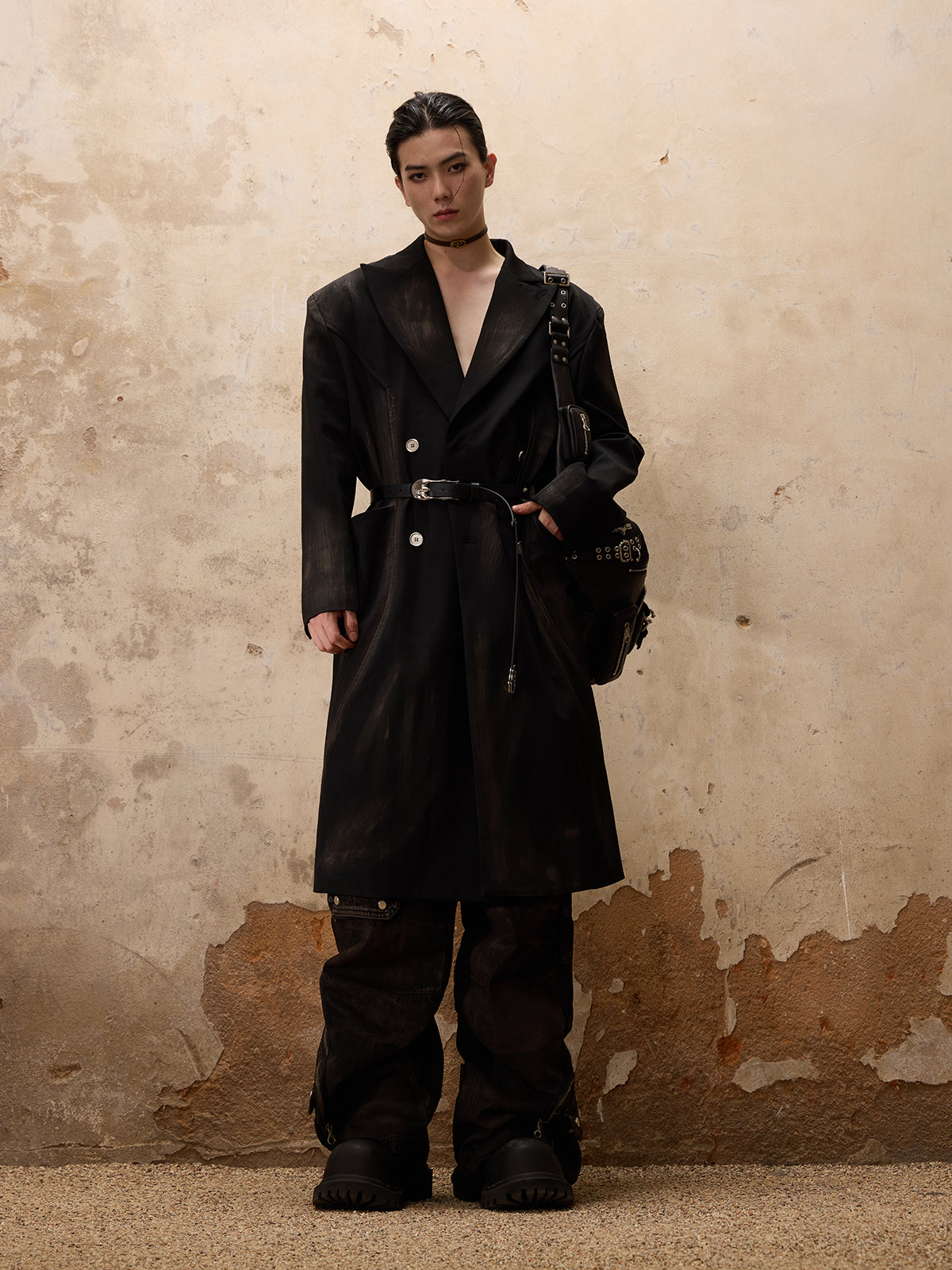 Personsoul Dirty Trench Coat-IYAMIUIO
