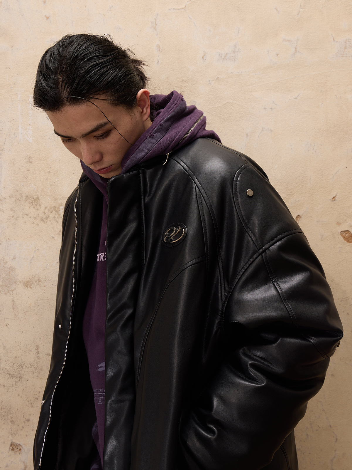 Personsoul Mid Faux-Leather Overcoatse-IYAMIUIO