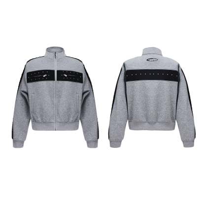 【24s Oct.】Metal Rivet Casual Silhouette Short Hoodie + Casual Pants-IYAMIUIO