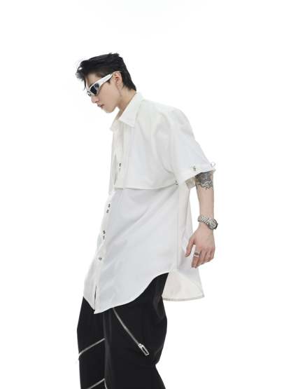 【23s May.】Shoulder Pad Shirt with Detachable Sleeves-IYAMIUIO