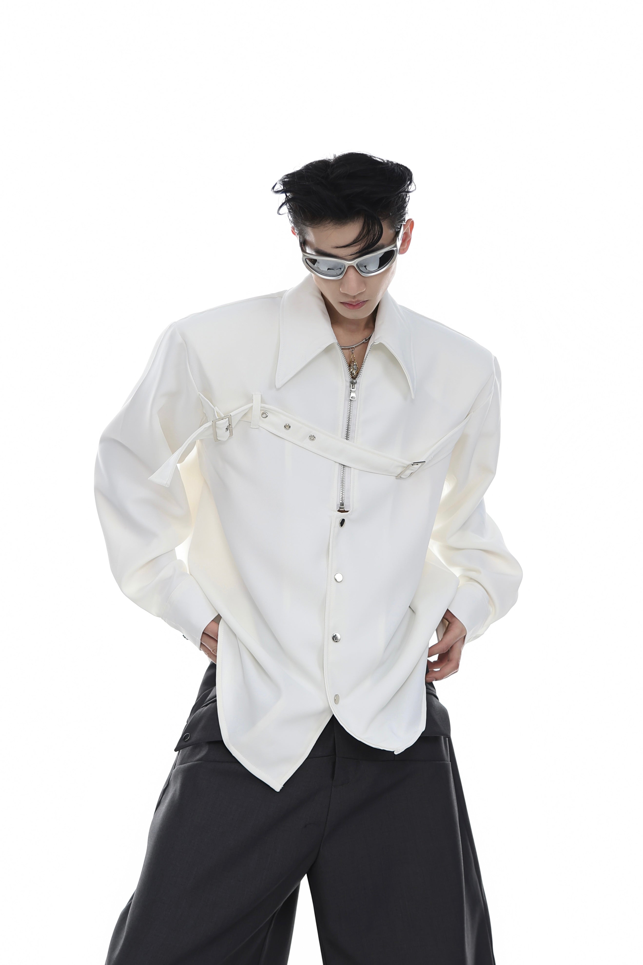 【23s Mar.】Zip Long Sleeve Camisole Shirt-IYAMIUIO