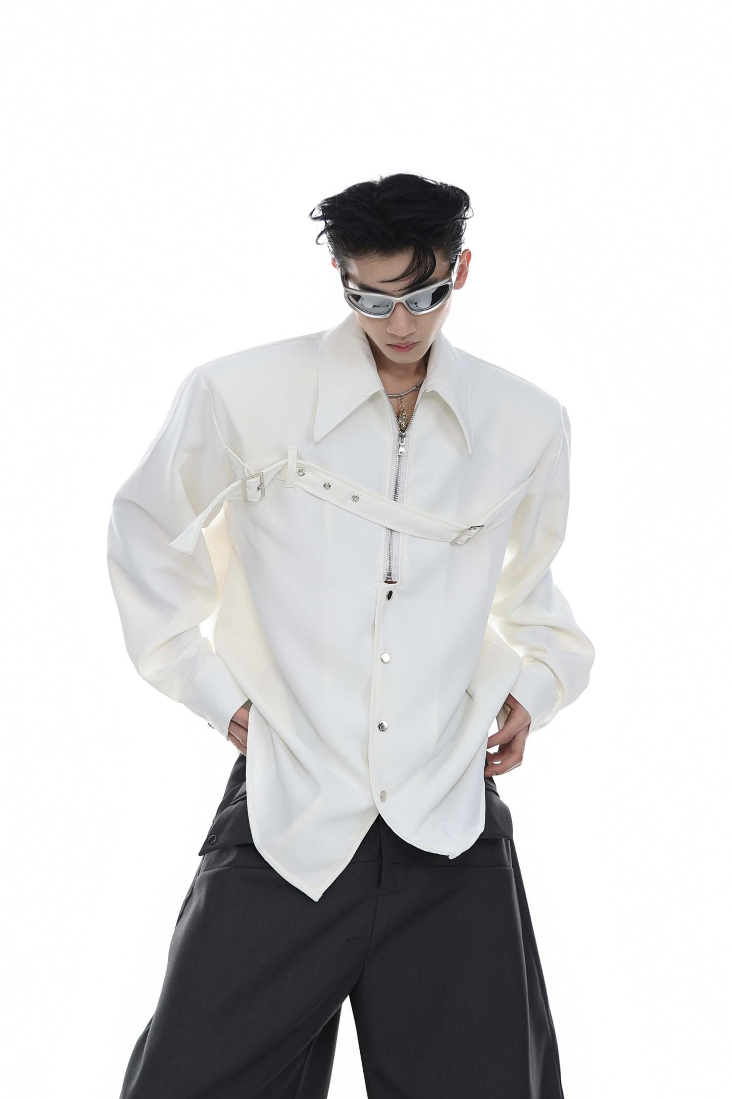 【23s Mar.】Zip Long Sleeve Camisole Shirt-IYAMIUIO