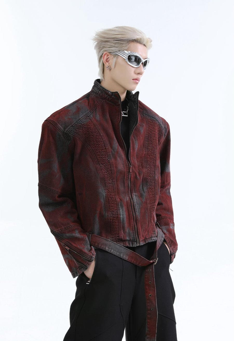 【24s Oct.】Wasteland Style Distressed Silhouette Denim Jacket-IYAMIUIO