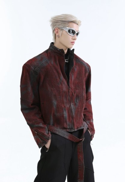 【24s Oct.】Wasteland Style Distressed Silhouette Denim Jacket-IYAMIUIO