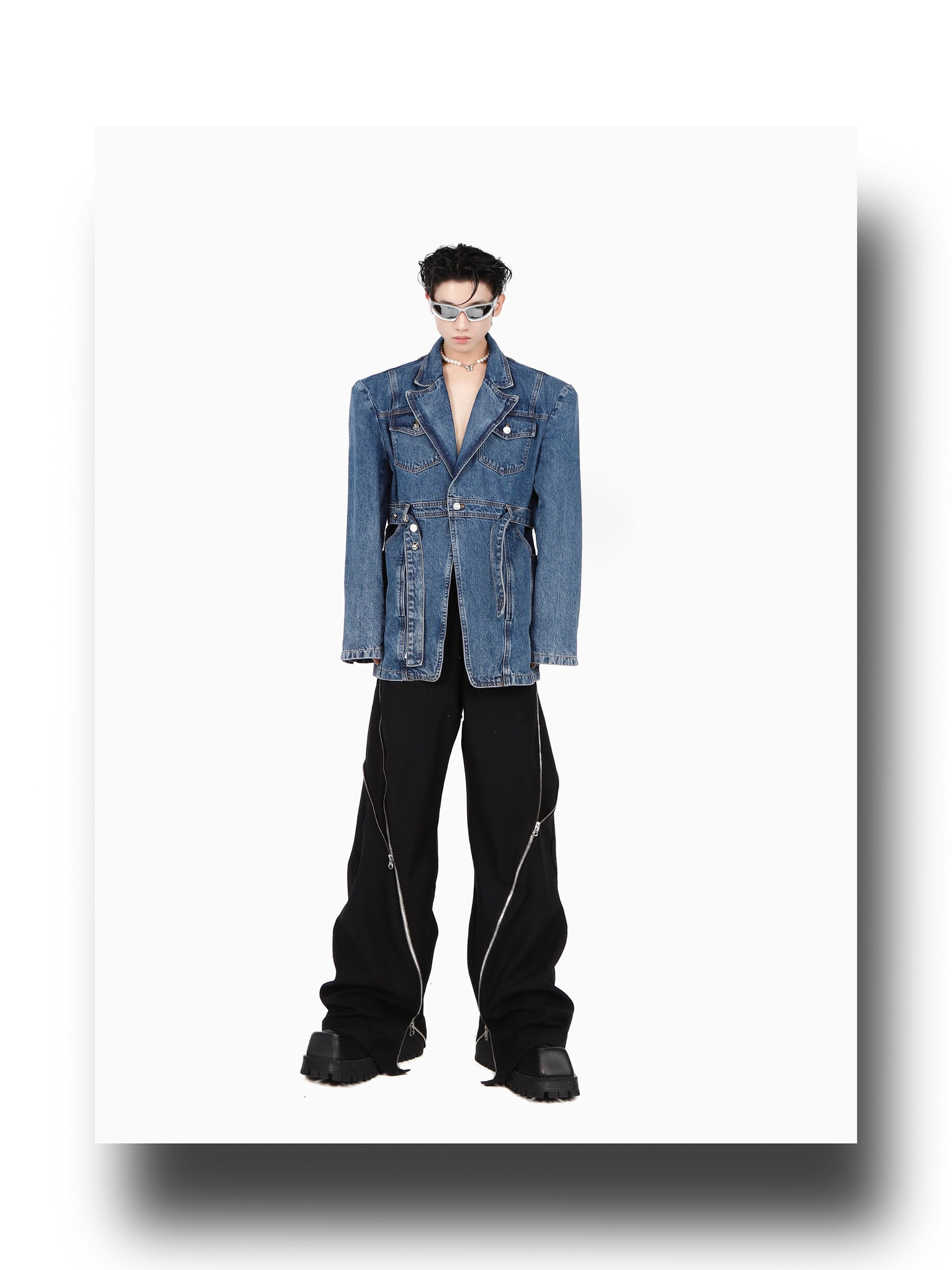 3D Deconstructed Denim Top-IYAMIUIO