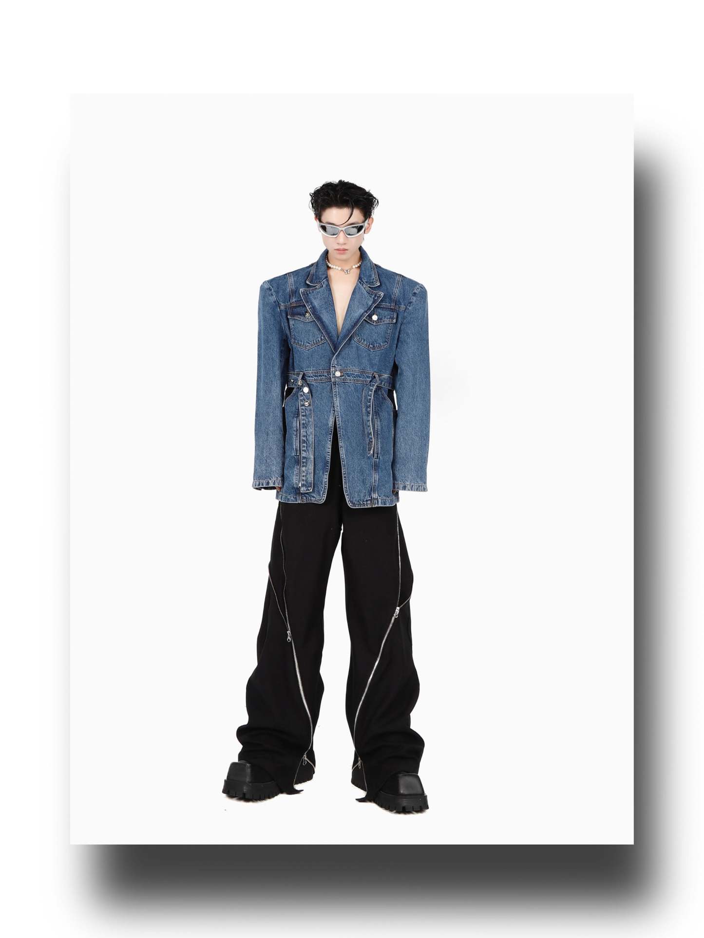 3D Deconstructed Denim Top-IYAMIUIO