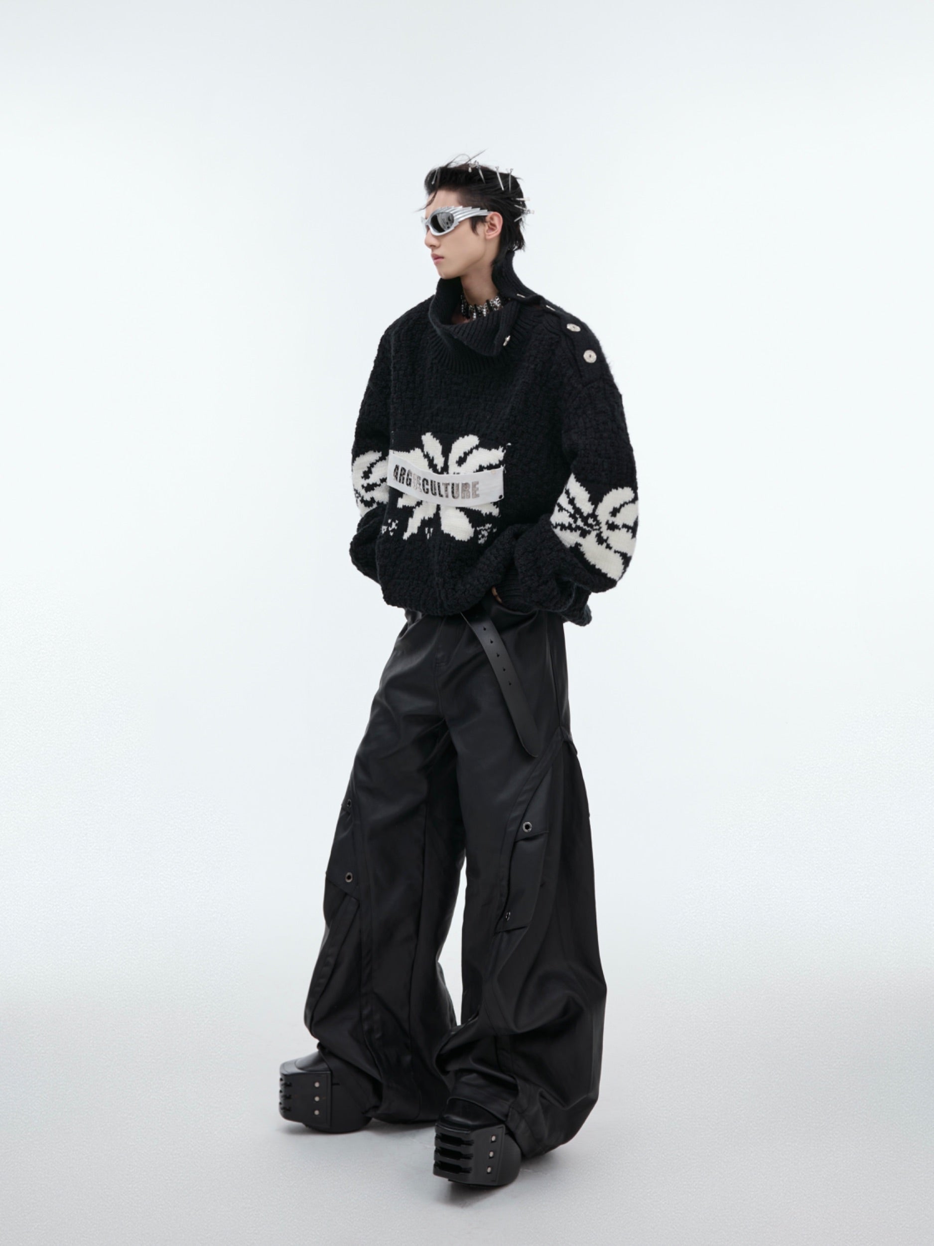 【24s Oct.】Textured Metal Button Turtleneck Sweater-IYAMIUIO