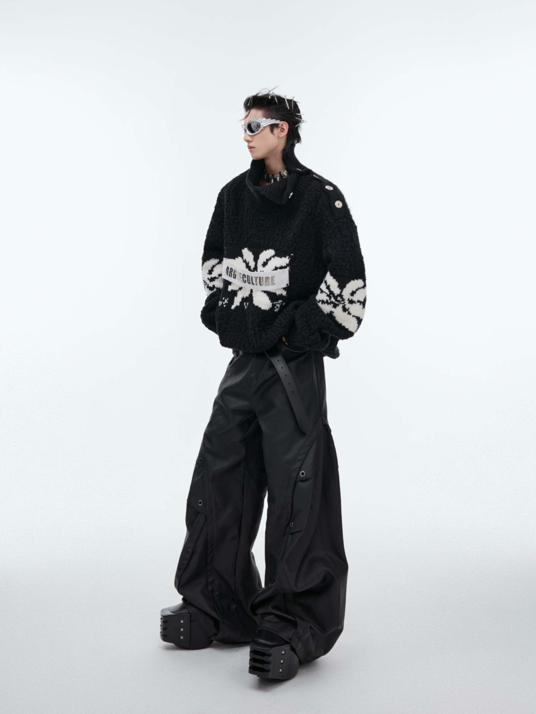 【24s Oct.】Textured Metal Button Turtleneck Sweater-IYAMIUIO