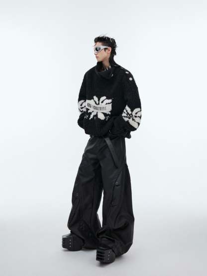 【24s Oct.】Textured Metal Button Turtleneck Sweater-IYAMIUIO