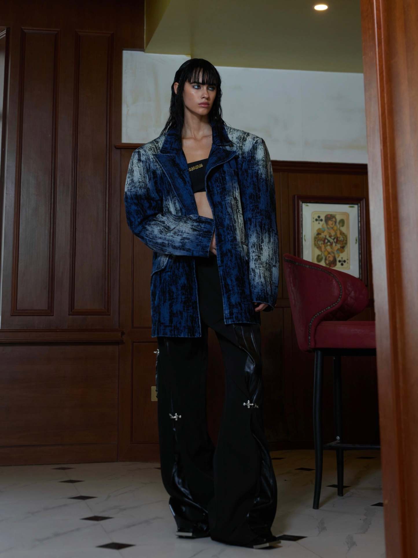 【24s Oct.】Tie-Dye Shoulder Denim Blazer-IYAMIUIO