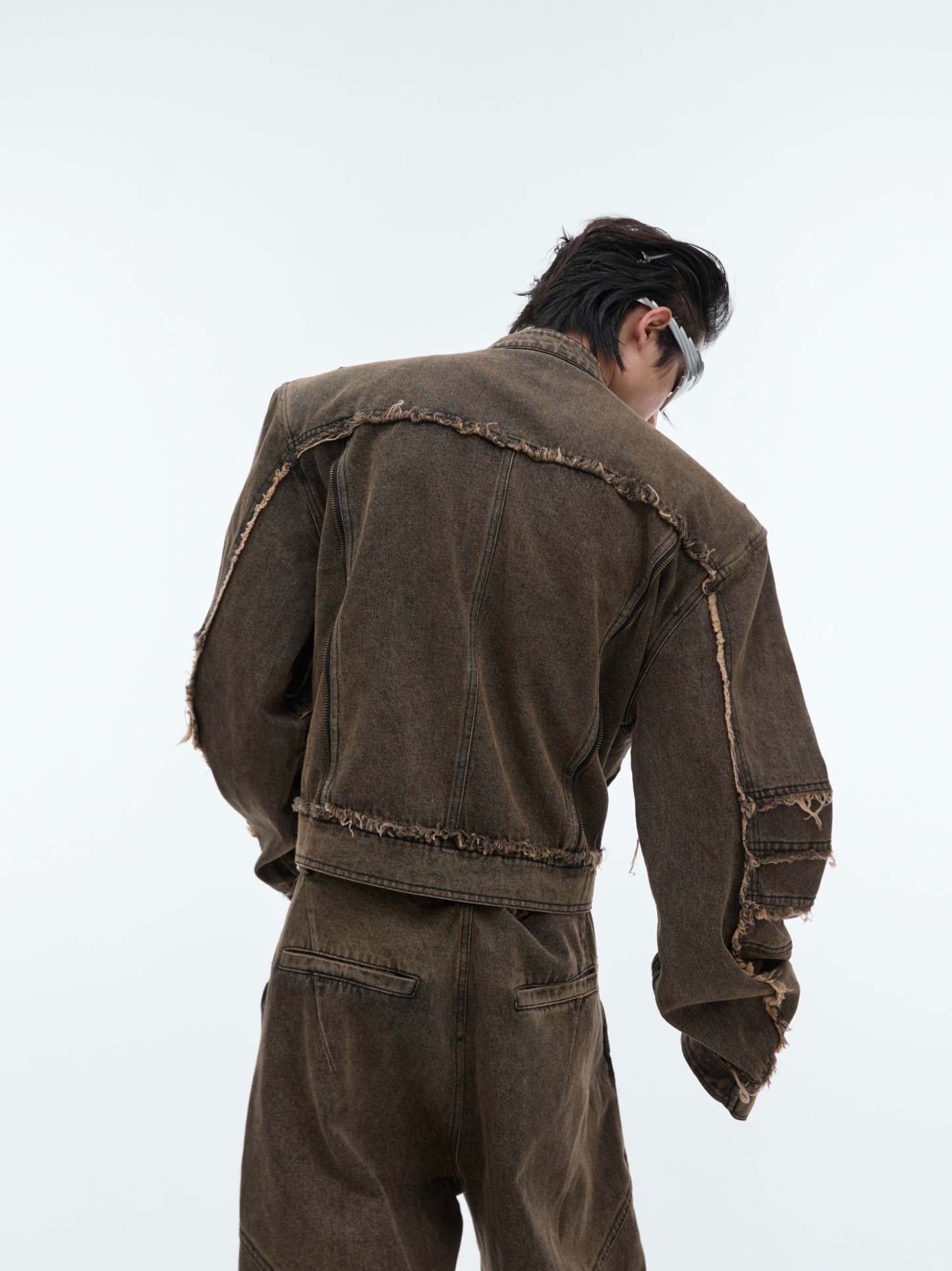 【24s Sep.】Metal Tassel Distressed Washed Denim Suit-IYAMIUIO